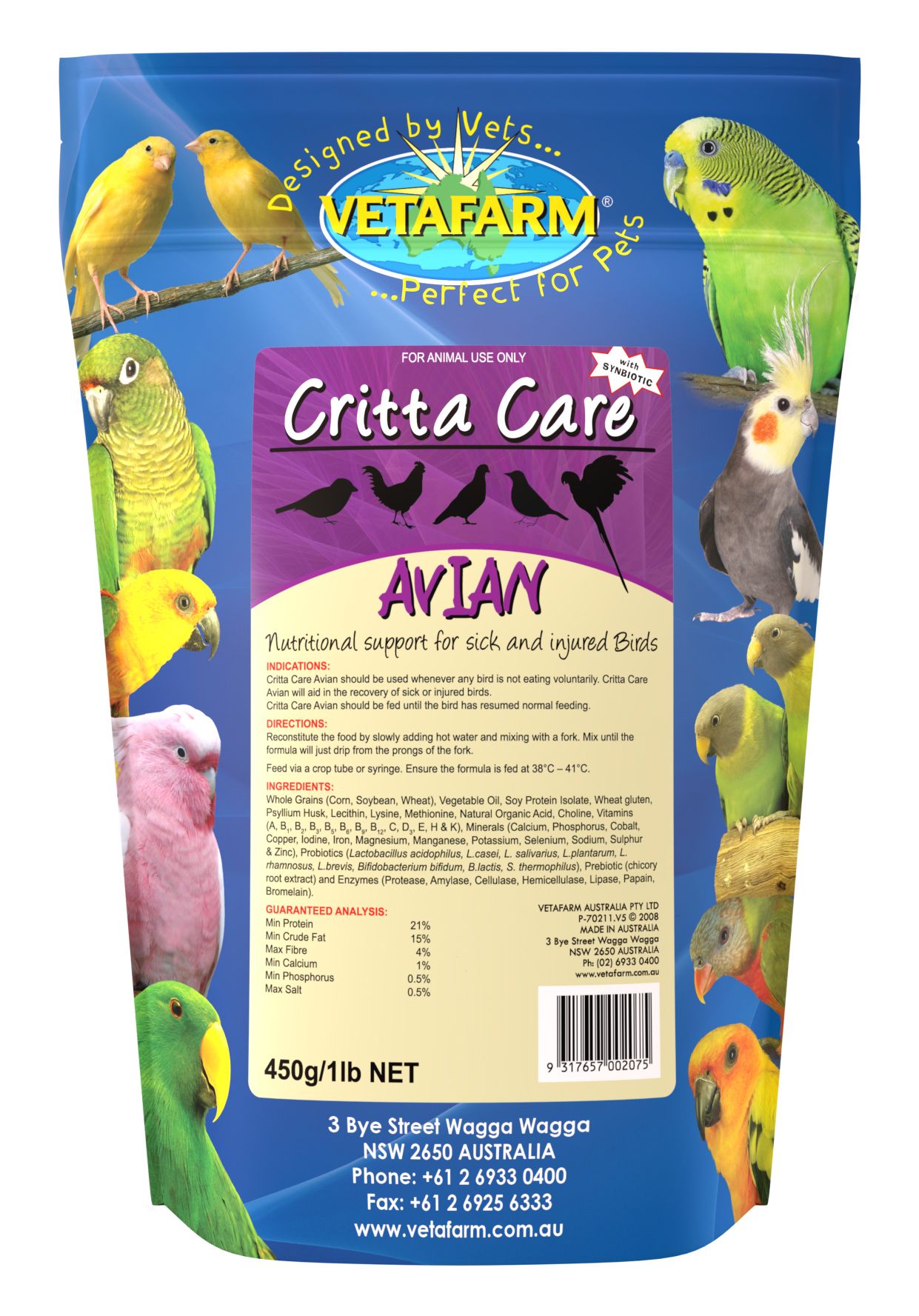 Aves Enfermas, Crittacare Avían, 450 ml, Vetafarm