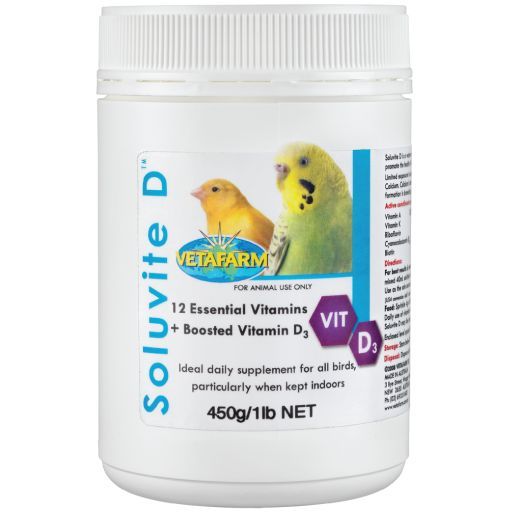 Soluvite D Polvo para Loros, 450 gramos, Vetafarm